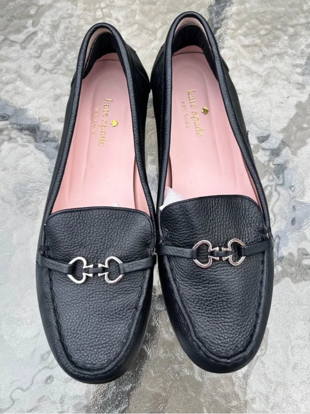 New Kate Spade Black Bergman size 8 Leather loafers